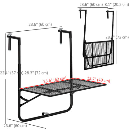 Metal Wall Mount Desk, Adjustable Folding Balcony Table, Black Balcony Table Hanging at Gallery Canada