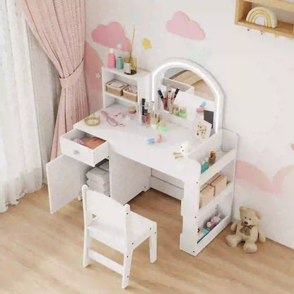 Kids Vanity Set, Toddler Dressing Table and Chair, White Toy Vanity at Gallery Canada