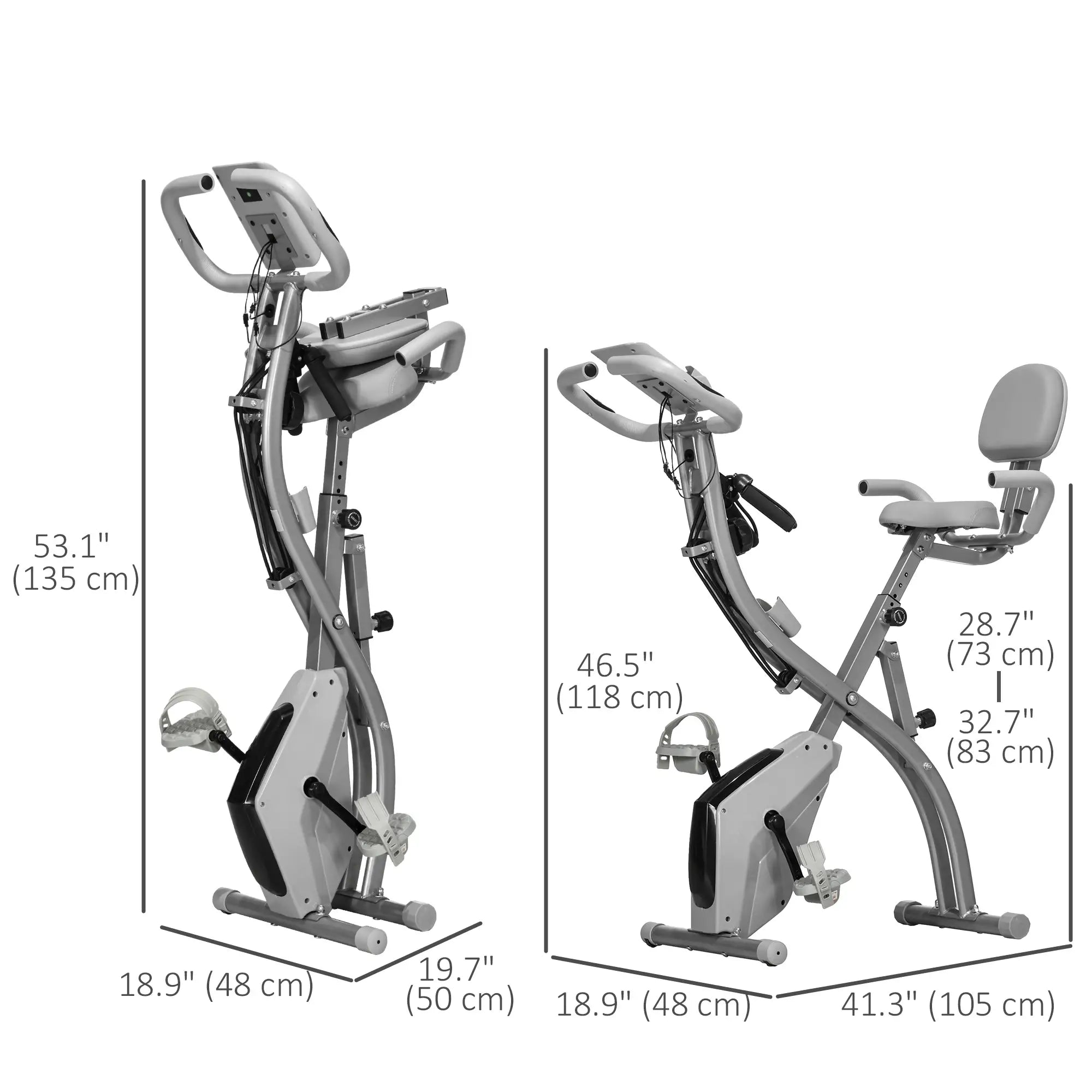 Folding Exercise Bike, 8-Level Magnetic Resistance, Adjustable Seat, Grey Exercise & Stationary Bikes at Gallery Canada