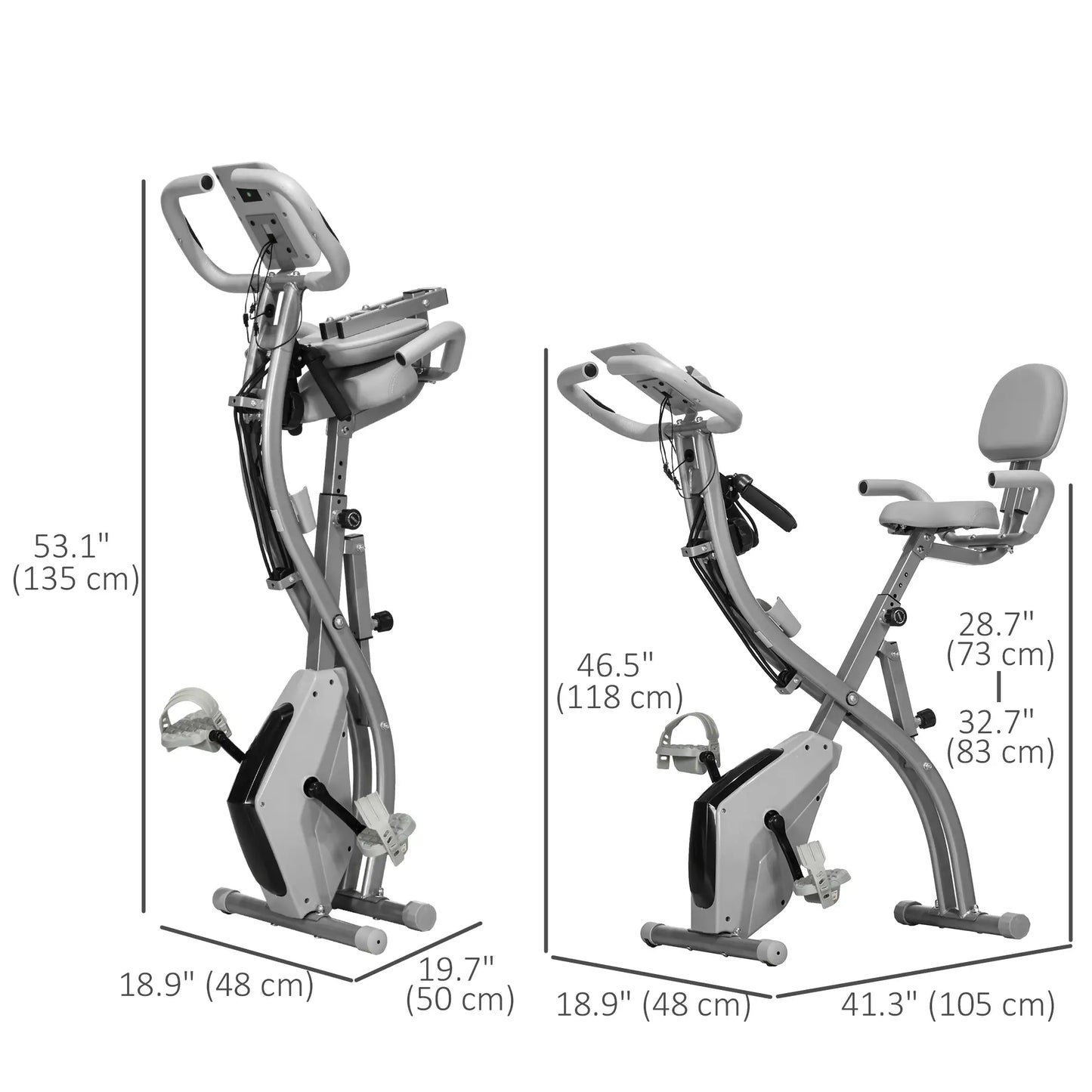 Folding Exercise Bike, 8-Level Magnetic Resistance, Adjustable Seat, Grey Exercise & Stationary Bikes at Gallery Canada