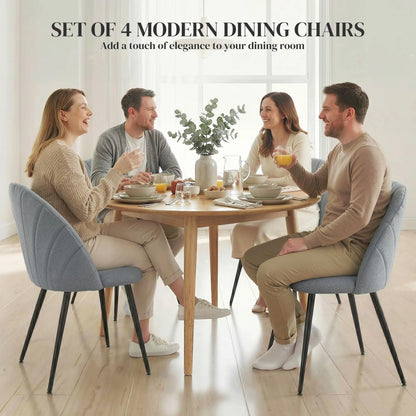 Modern Dining Chairs Set of 4, Upholstered, Metal Legs, Shell Backrest, Grey Dining Chairs at Gallery Canada