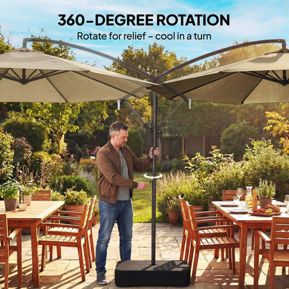 9.6 ft Offset Patio Umbrella, Sandbag, 360° Rotation, Khaki Offset Cantilever Umbrellas at Gallery Canada