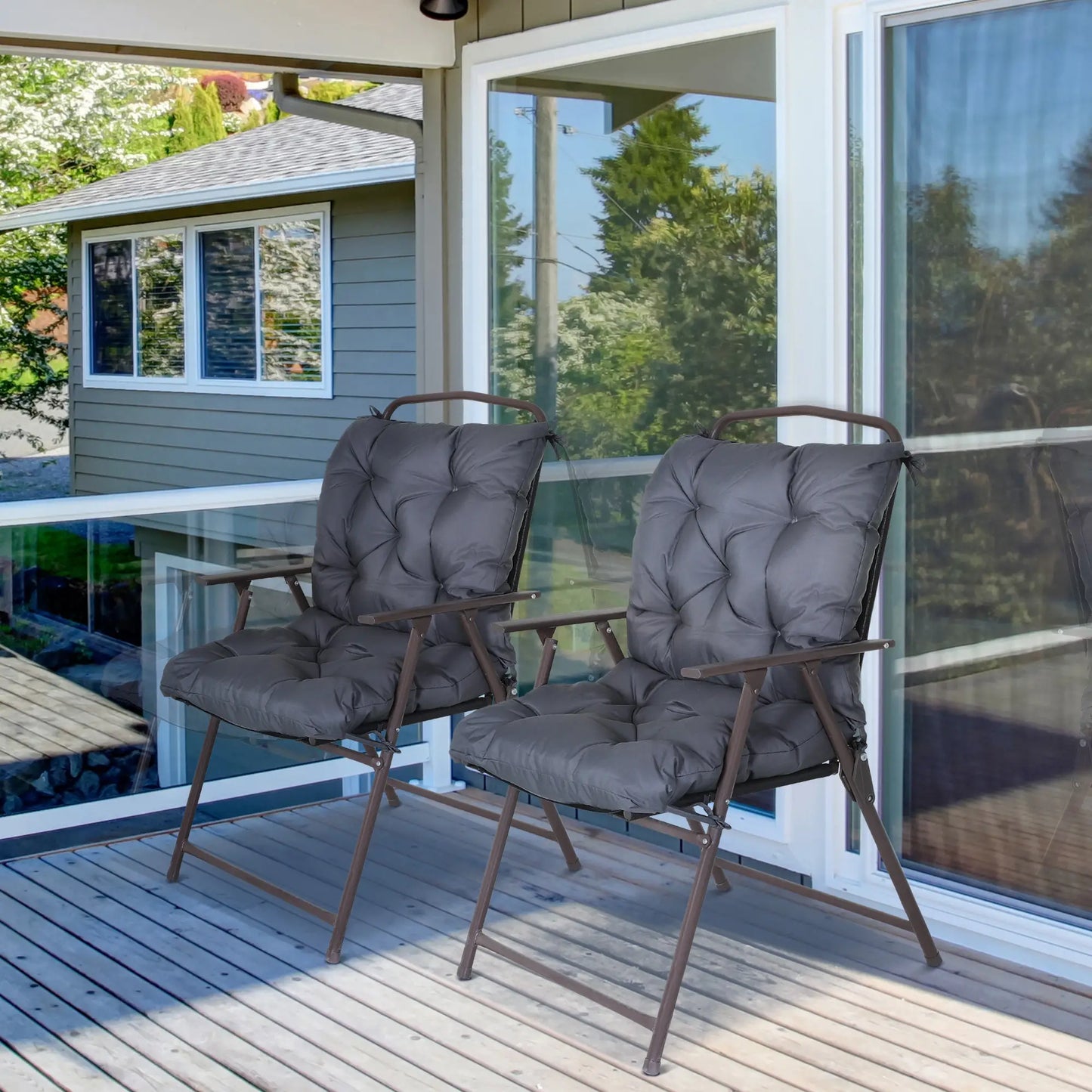 Patio Chair Cushions, Set of 2, 39" x 20" x 3", Dark Grey Patio Chair Cushions at Gallery Canada