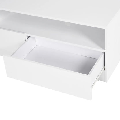 LED Lighted TV Stand for 75" TVs, Modern Cabinet with Drawers, High Gloss, White TV Stands at Gallery Canada
