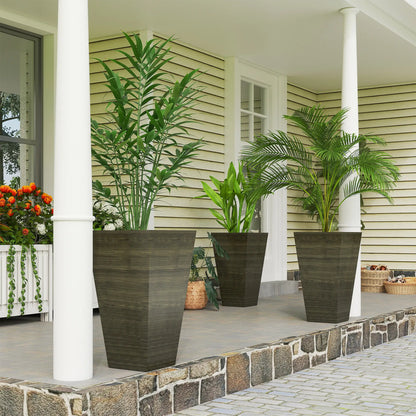 Ensemble de 3 Pots de Plante Hauts, 28 Pouces Taper, Bronze