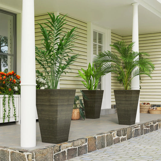 Ensemble de 3 Pots de Plante Hauts, 28 Pouces Taper, Bronze