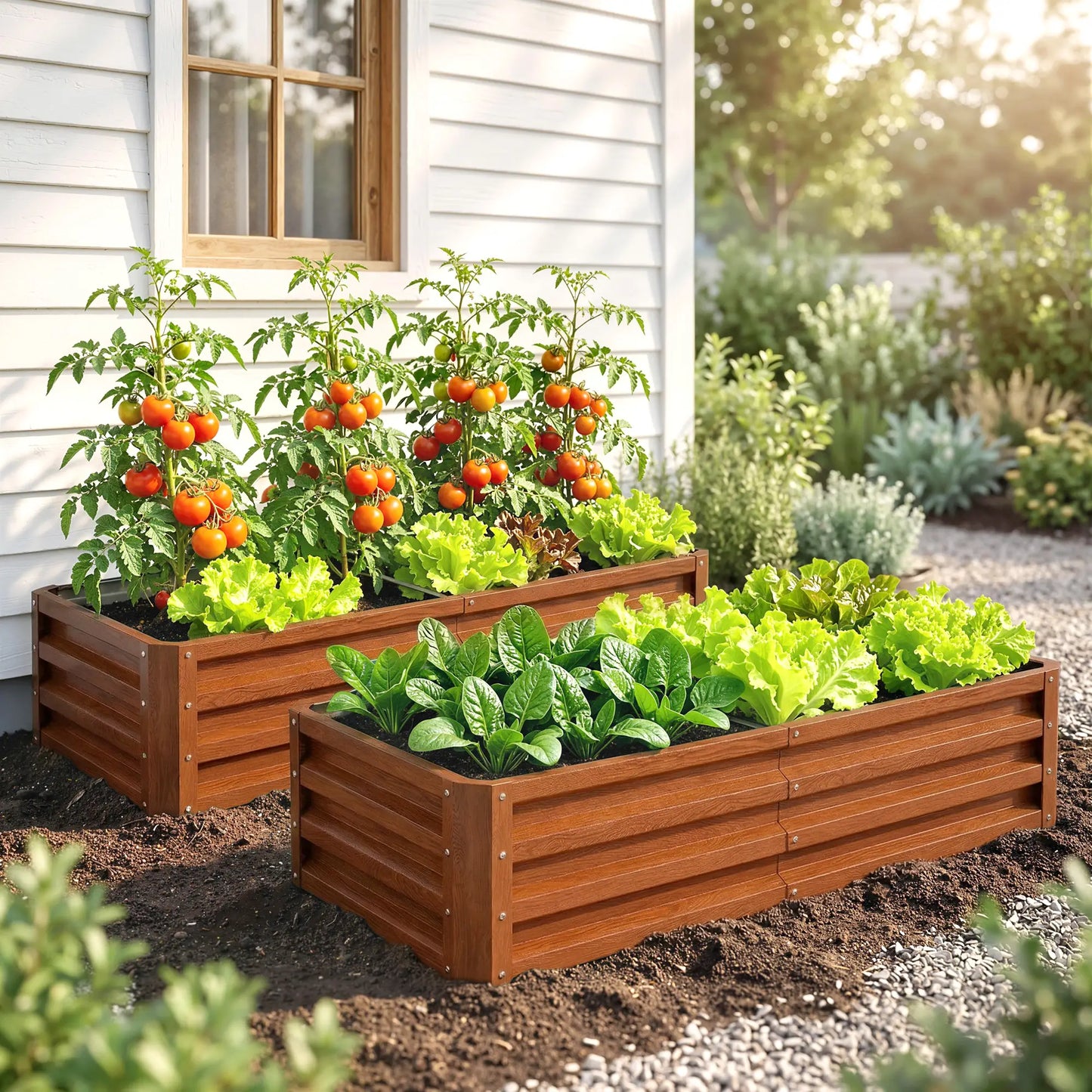 4' x 2' x 1' Raised Garden Bed, Set of 2, Galvanized Planter Box, Dark Brown Galvanized Planter Boxes at Gallery Canada