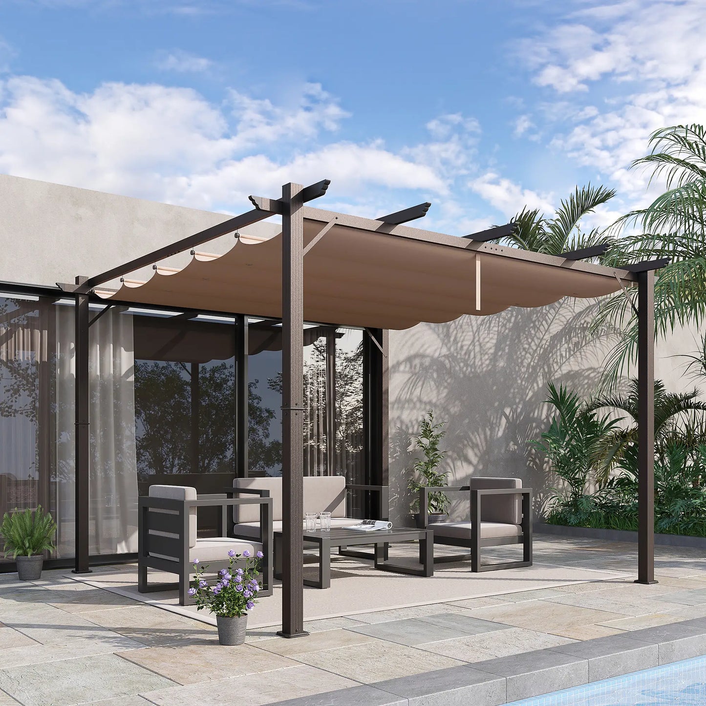 10' x 10' Aluminum Pergola Gazebo, Outdoor Canopy, Garden Sunshade Pergolas at Gallery Canada