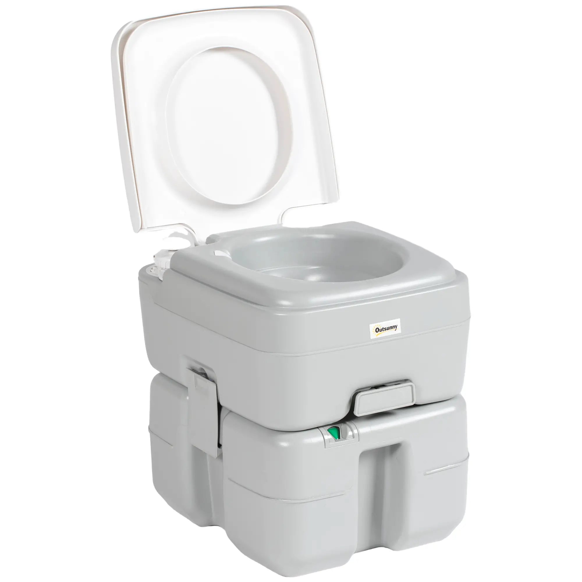 5.3 Gallon Portable Toilet, Level Indicator, Anti-Leak Pump, Camping, RV Camping Toilets Grey at Gallery Canada