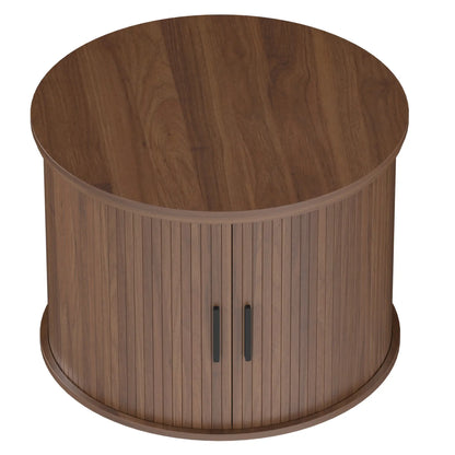 Lift Top Coffee Table, Round, Storage, Sliding Door, Walnut Brown Coffee Tables at Gallery Canada