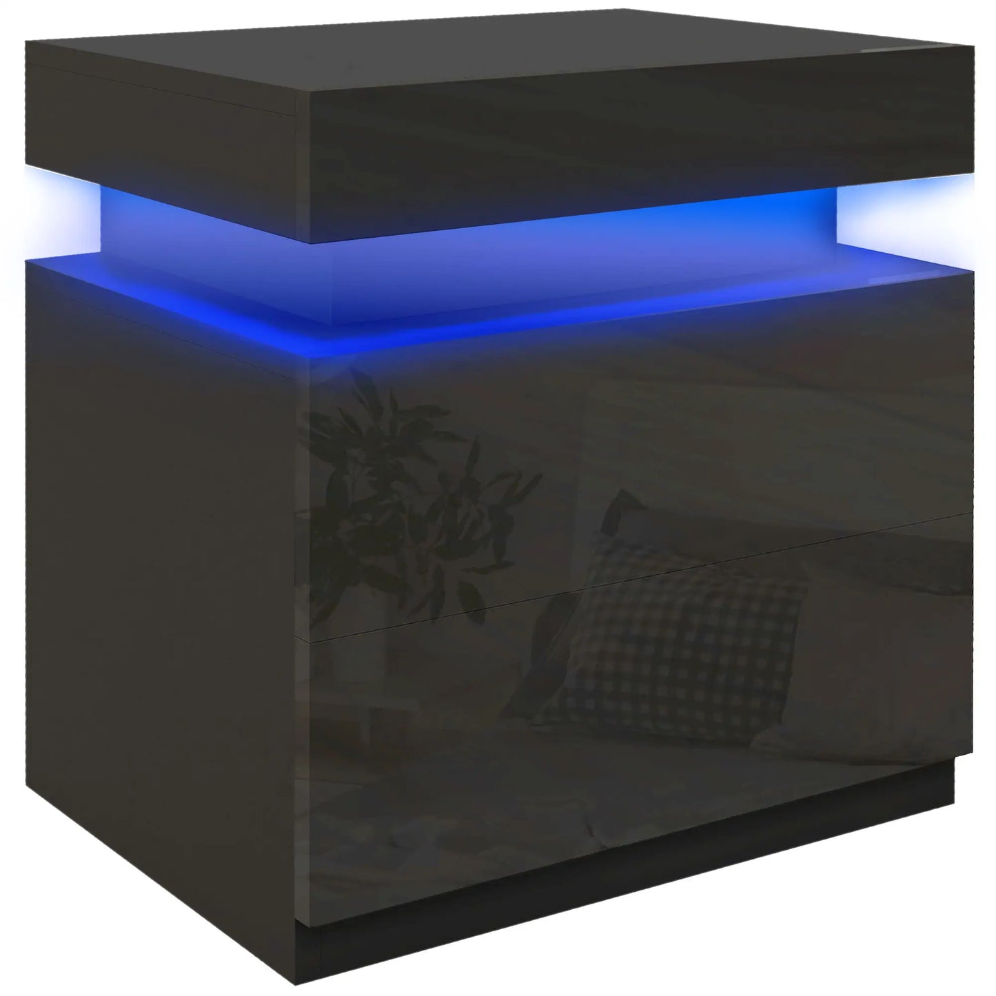 Nightstand, Bedside Table with LED Lights, 2 Drawers, Black Bedside Tables at Gallery Canada