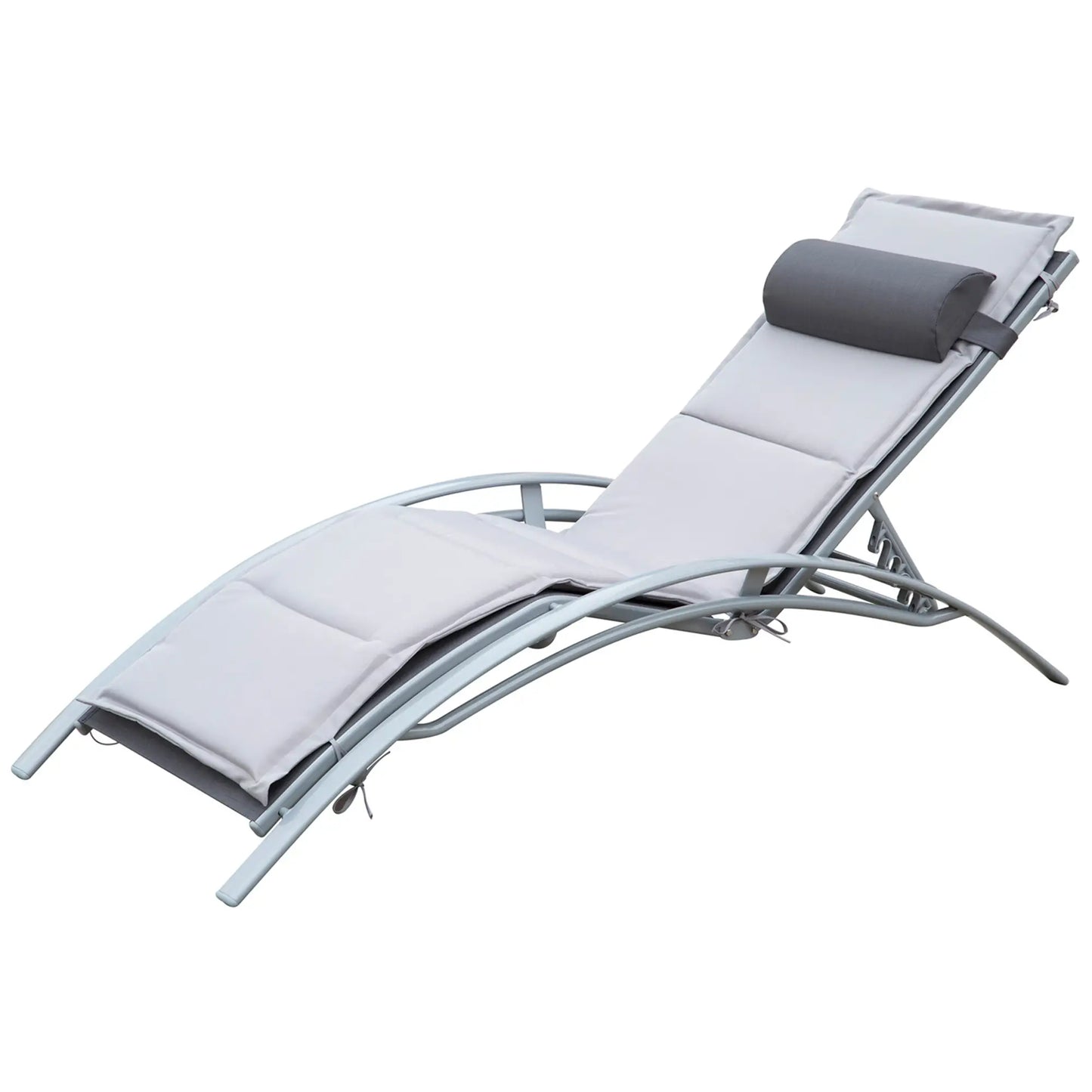 Reclining Chaise Lounge with Cushion, Padded Pillow, Grey Lounger Chairs at Gallery Canada
