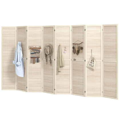 5.6 Ft. 8-Panel Room Divider, Pegboard Privacy Screen, Partition Wall, Natural Room Dividers Natural at Gallery Canada
