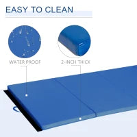 4'x8'x2" Folding Gymnastics Tumbling Mat, Exercise Mat with Carrying Handles for Yoga, MMA, Martial Arts, Stretching, Core Workouts, Dark Blue Gymnastics Mats at Gallery Canada