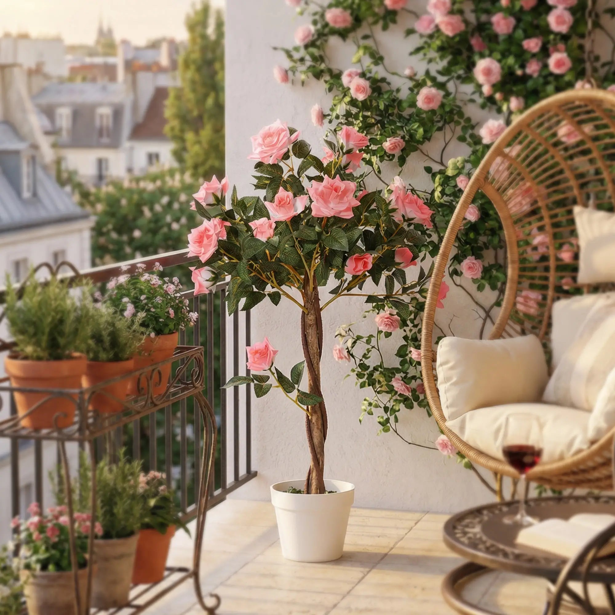 3FT Pink Rose Artificial Plant in Pot, Fake Plant for Home Decor, Pink Artificial Trees at Gallery Canada