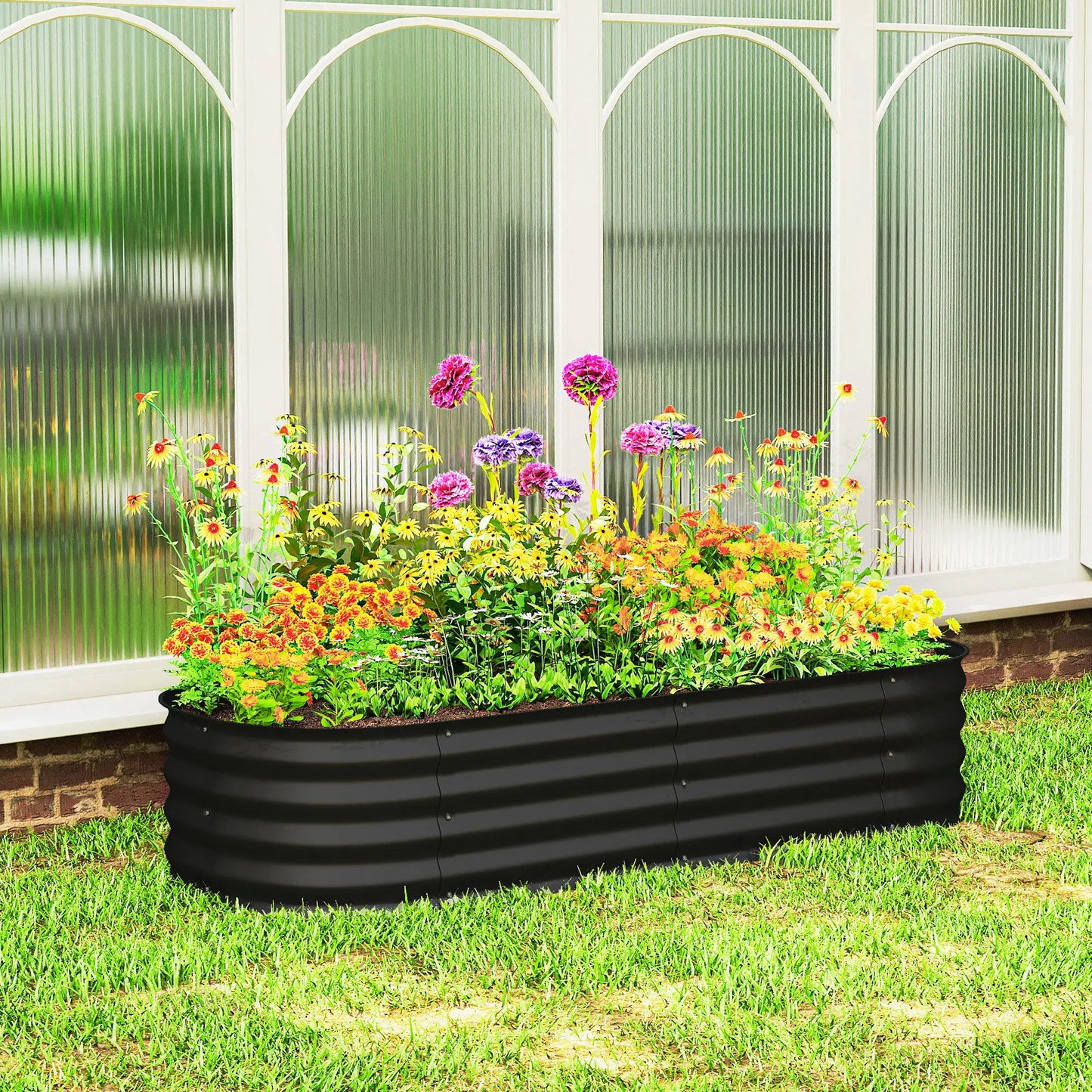 4.9 x 2 x 1ft Galvanized Raised Garden Bed Kit, Metal Planter Box, Black