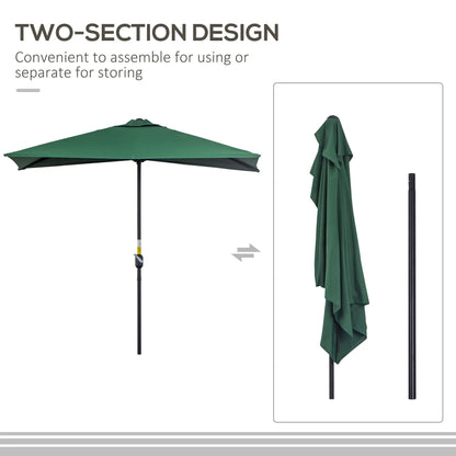 8ft Half Umbrella, Outdoor Balcony Parasol, Patio Sun Shade, Green Sun Umbrellas at Gallery Canada