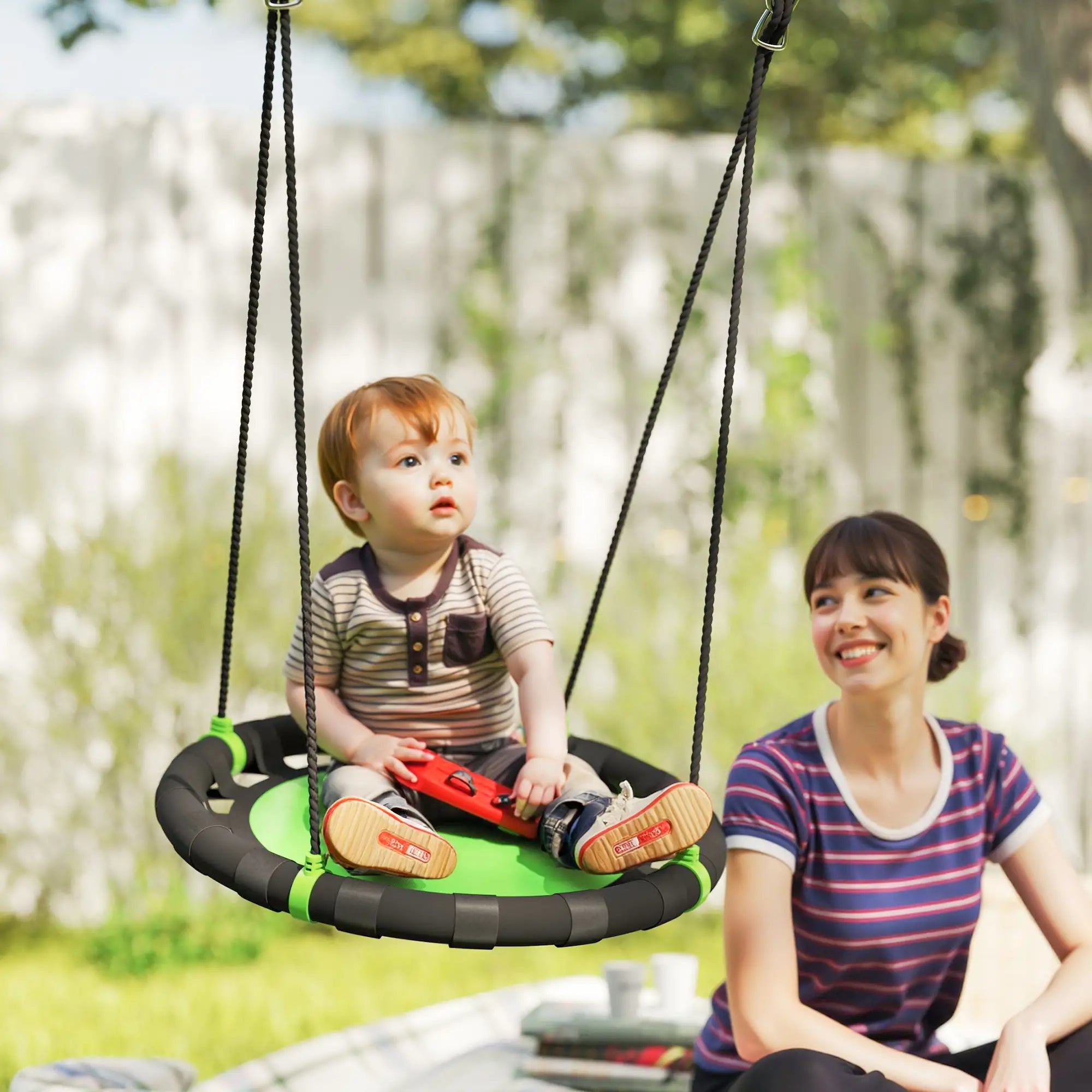 24 Inch Saucer Tree Swing, Adjustable Ropes, Outdoor, Backyard, Green Gym Sets & Swings at Gallery Canada