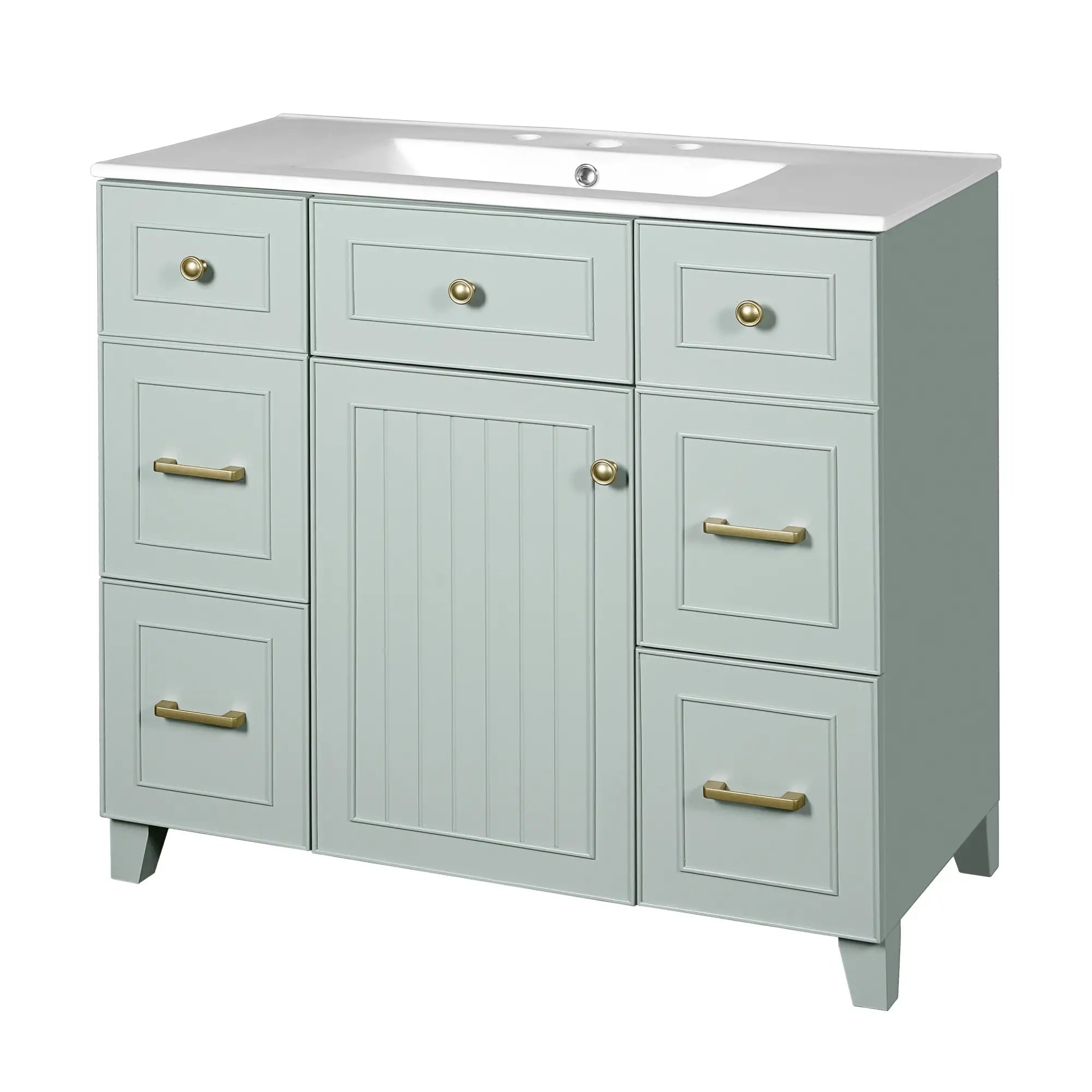 Bathroom Vanity, Ceramic Sink, Soft-Close Doors, 36