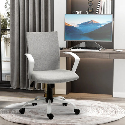 Linen Mid Back Office Chair, Tilt Function, Swivel, Light Grey Task Chairs at Gallery Canada