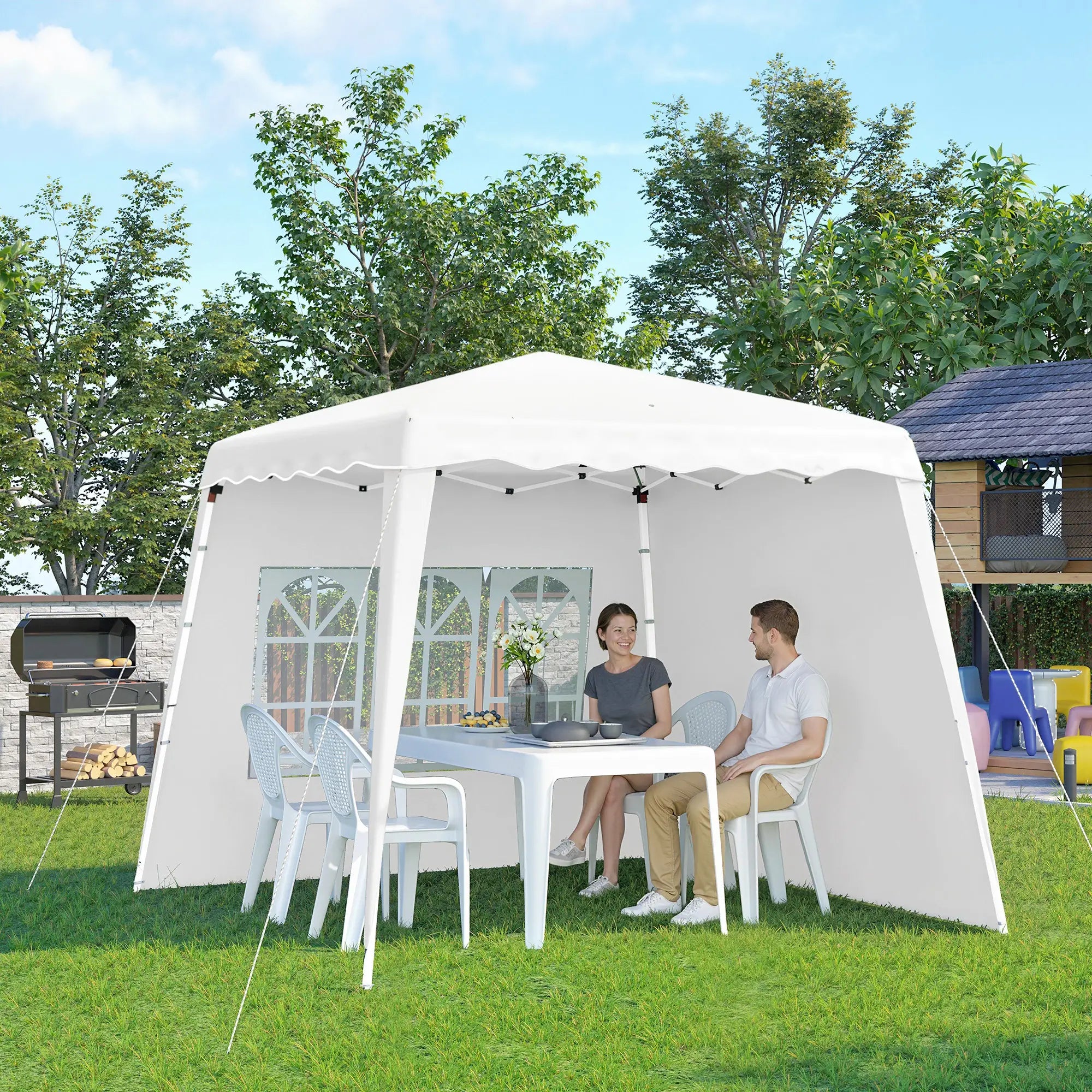 Pop Up Canopy Tent With Sidewalls, UV50+, Carry Bag, Slant Legs, 8 x 8ft Pop Up Canopies at Gallery Canada