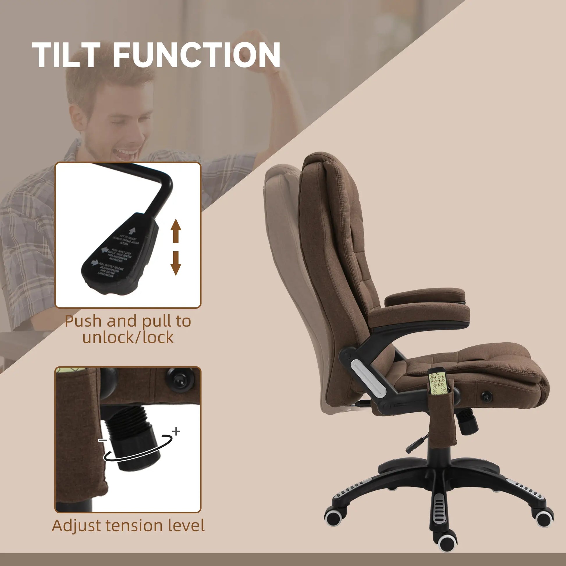 Reclining Massage Office Chair, High Back, Swivel Wheels, Brown Massage Chairs at Gallery Canada