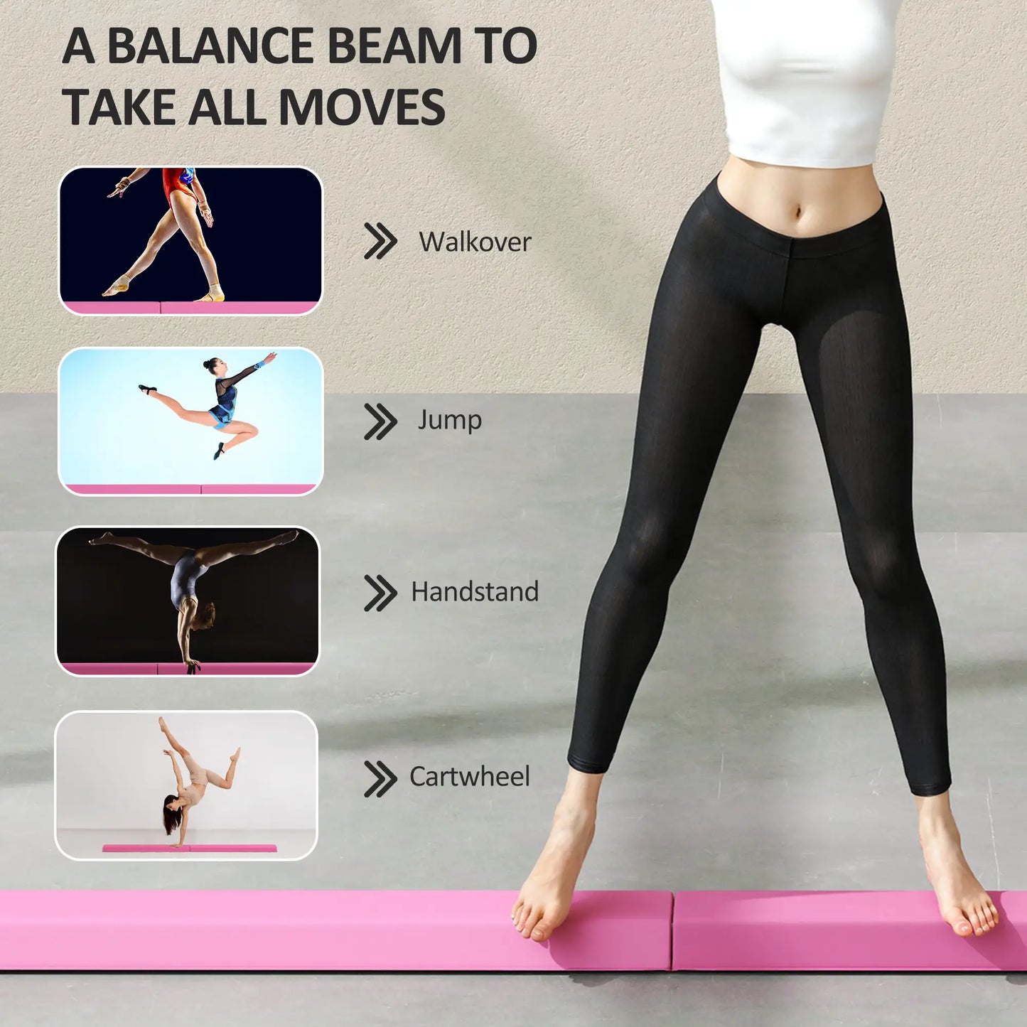 7.7ft Folding Balance Beam, Gymnastics Equipment, Anti-Slip, Red Gymnastics Mats at Gallery Canada