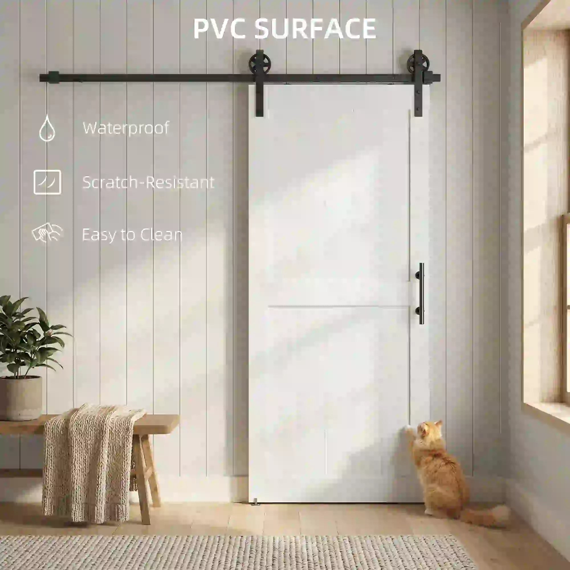 32inx84in Barn Door, Sliding Hardware Kit, Upgraded Rollers, White Door Hardware at Gallery Canada