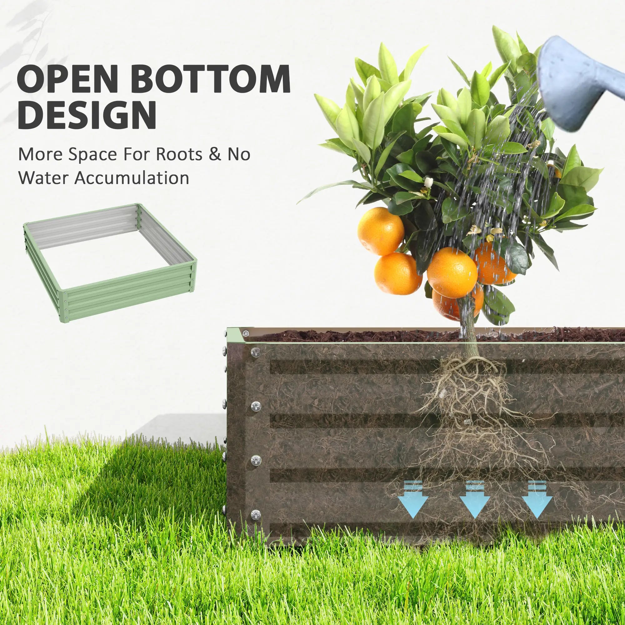 4' X 4' X 1' Raised Garden Bed, Galvanized Steel Planter, Light Green, Light Green Galvanized Planter Boxes at Gallery Canada