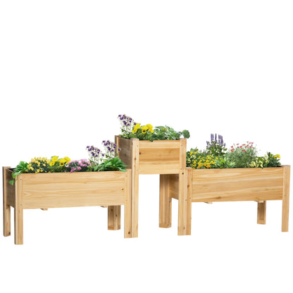 Raised Garden Bed Set of 3, Wood Planter Box, Outdoor Freestanding Raised Garden Beds at Gallery Canada
