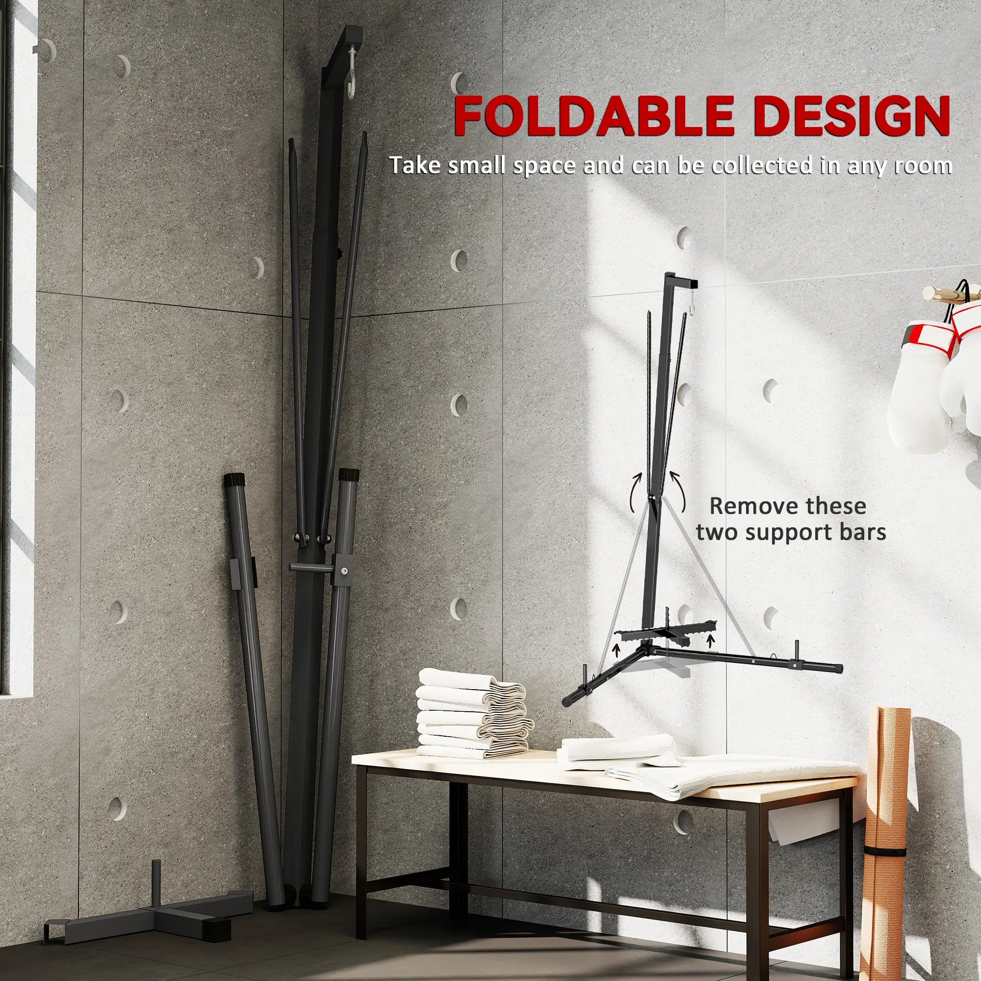 Foldable Punch Bag Stand, Adjustable Height, Freestanding, Stand Only Punching Bag Hangers at Gallery Canada