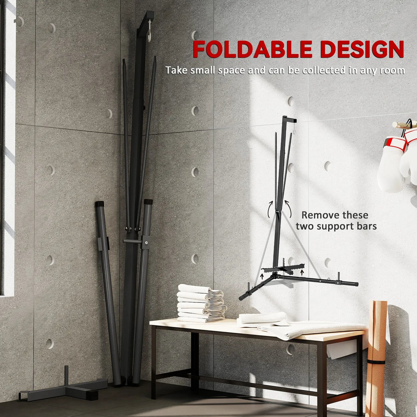 Foldable Punch Bag Stand, Adjustable Height, Freestanding, Stand Only Punching Bag Hangers at Gallery Canada