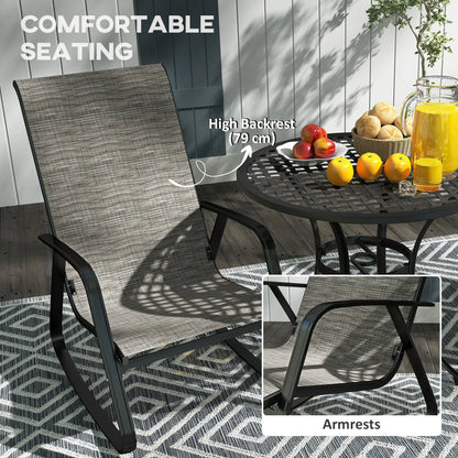 Set of 2 Patio Rocking Chairs, High Backrest, Armrests, Light Brown Outdoor Rocking Chairs at Gallery Canada