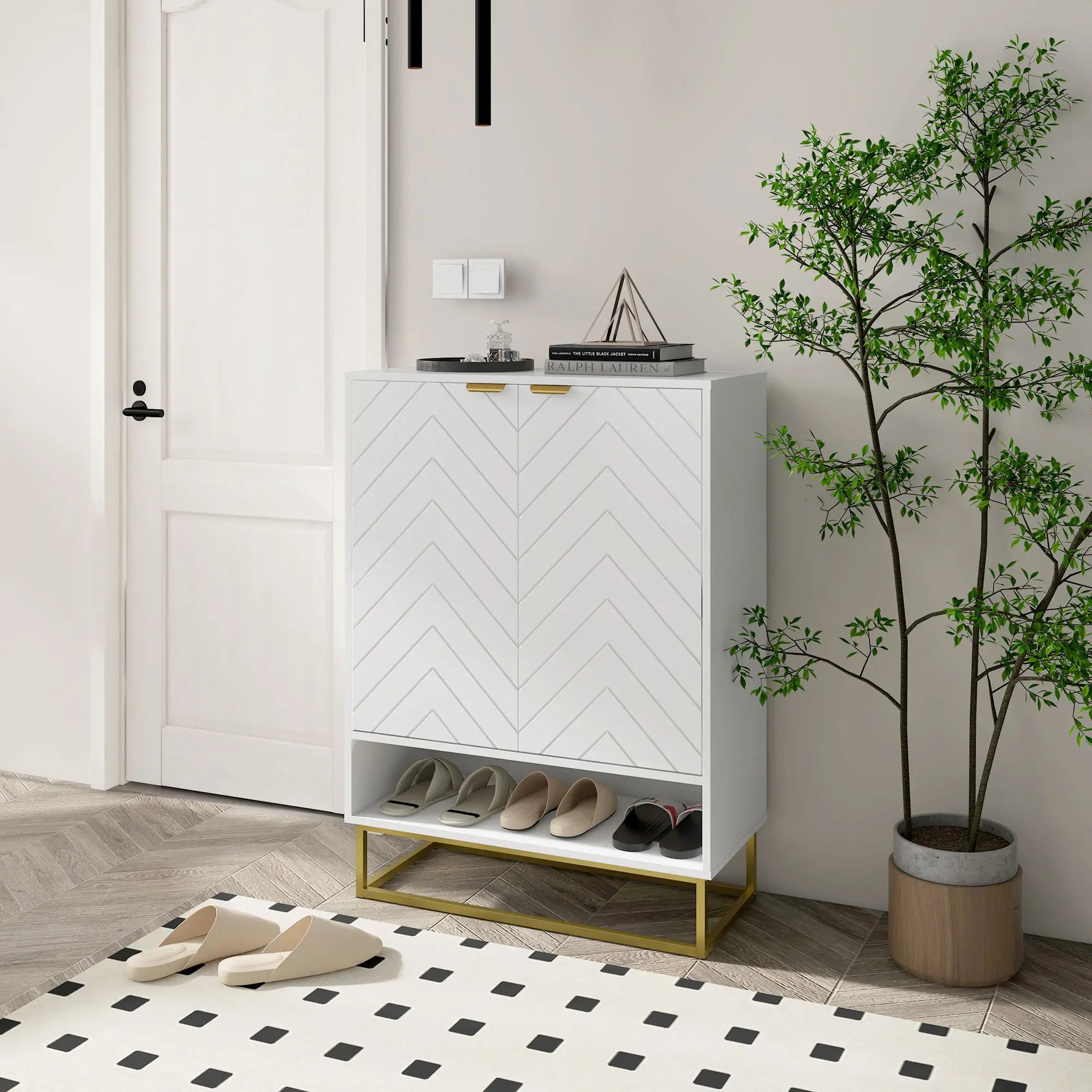 Entryway Shoe Cabinet, Adjustable Shelf for 12 Pairs, White Shoe Storage Cabinets & Racks at Gallery Canada