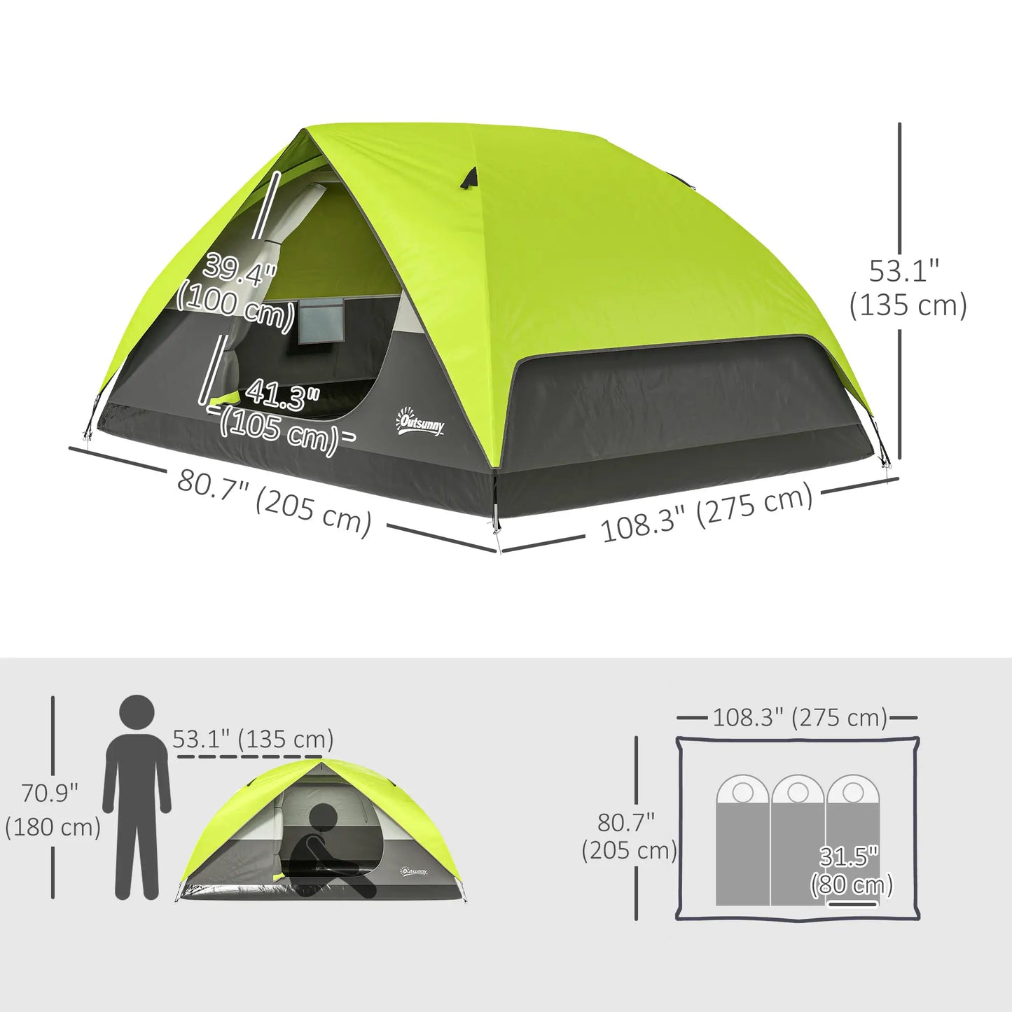 Pop Up Camping Tent, 3-4 Person, Waterproof Dome Tent, Mesh Window Camping Tents at Gallery Canada