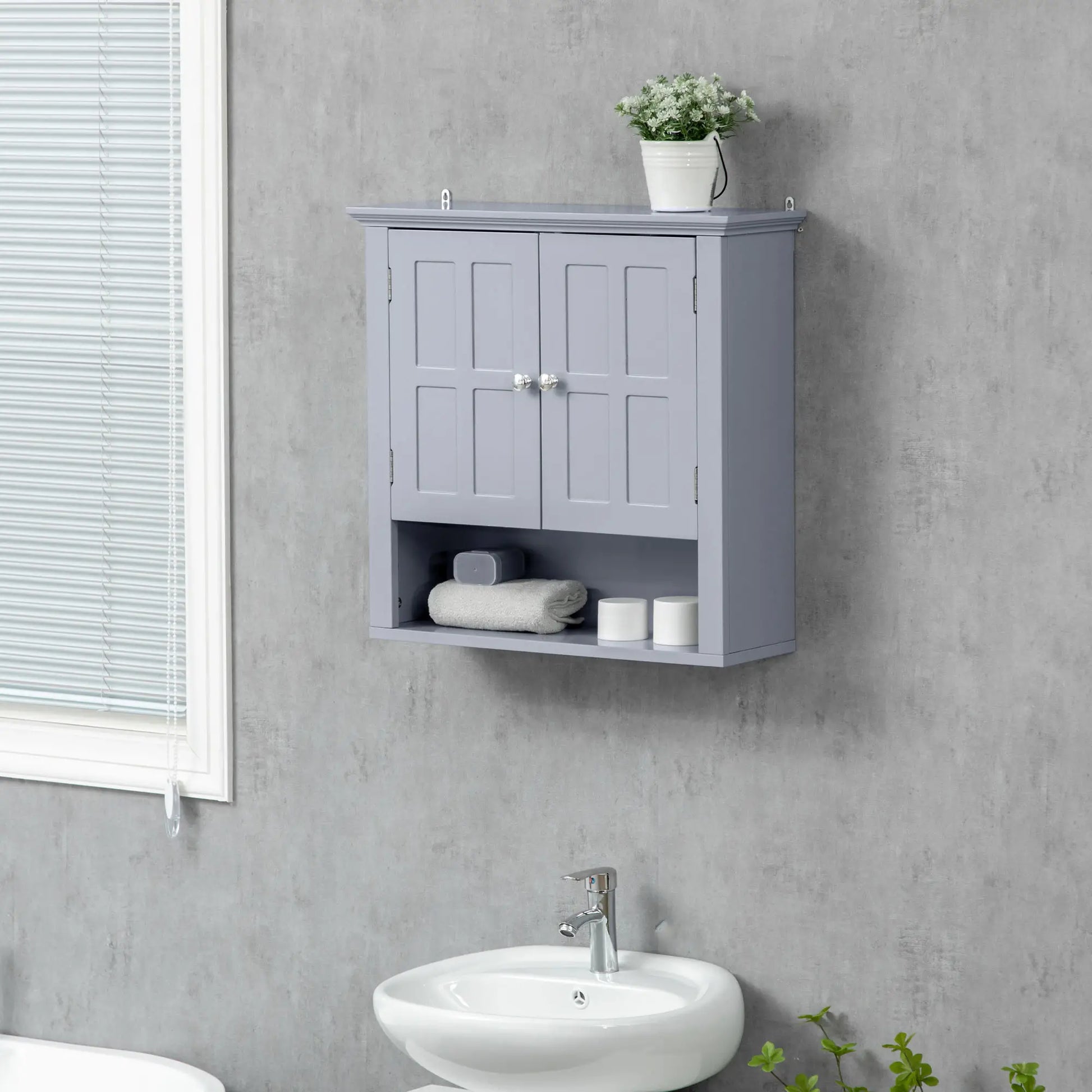 Wall Cabinet, Medicine Cabinet, Over Toilet, Adjustable Shelf, 2 Doors, Gray Wall Mounted Cabinets at Gallery Canada