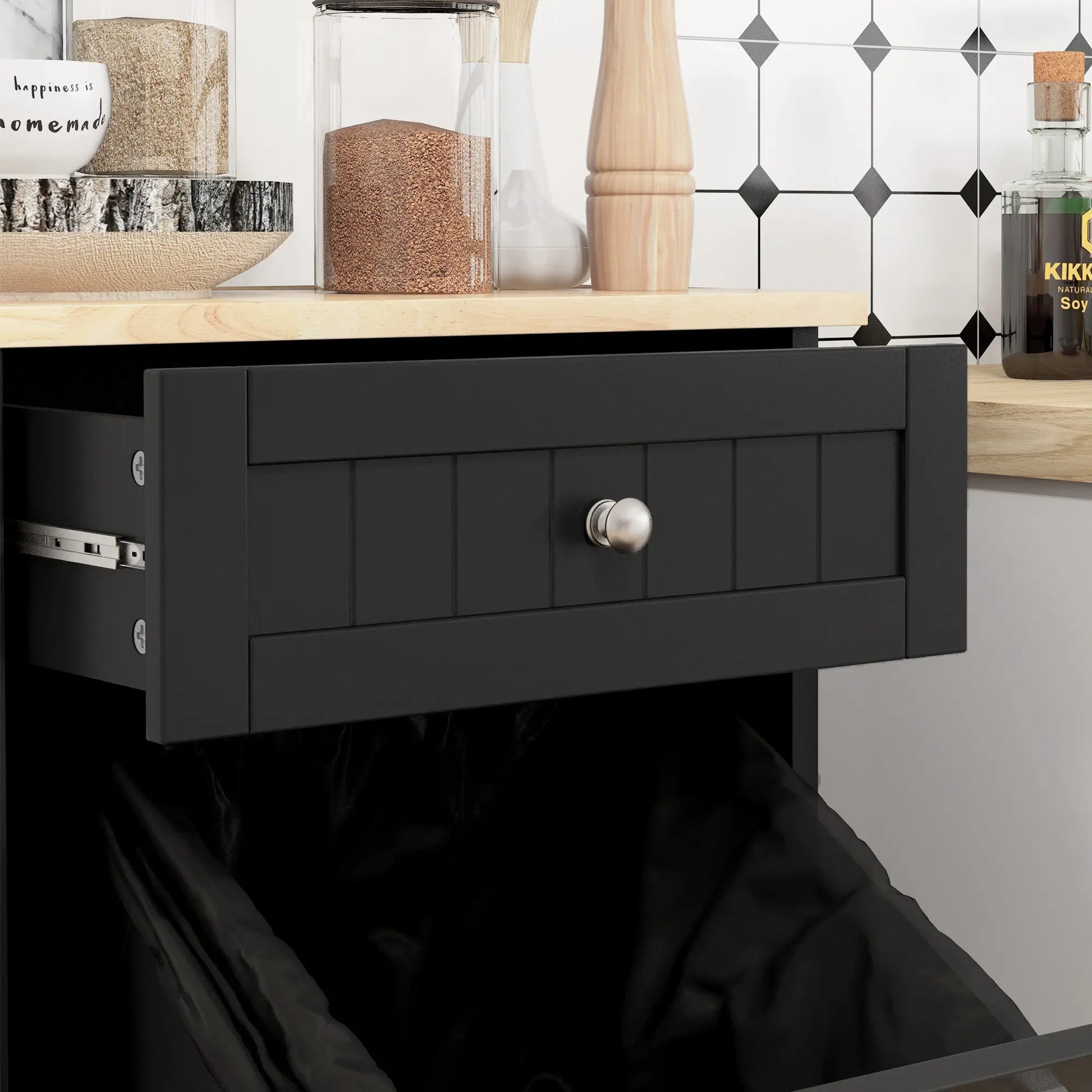 Kitchen Tilt Out Trash Bin Cabinet, Free Standing, Black Storage Cabinets at Gallery Canada