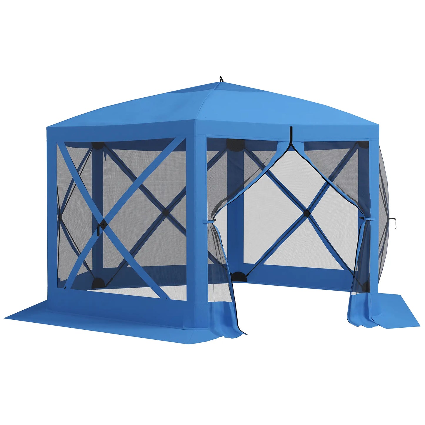 12' x 12' Hexagon Pop Up Screen Tent, Camping Shelter With Mesh Sidewalls, Carry Bag, Blue Pop Up Canopies at Gallery Canada