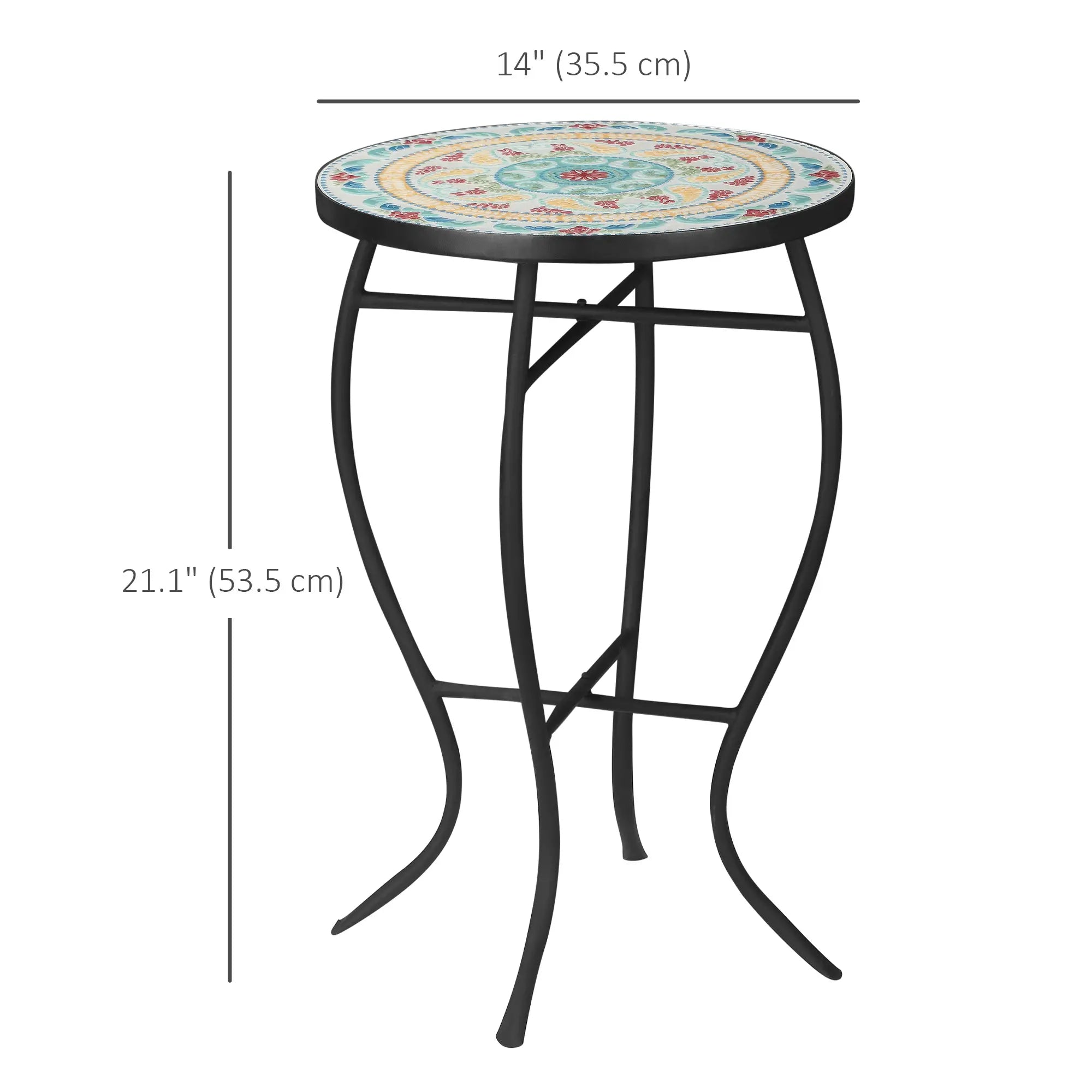 Round Mosaic Patio Table, Metal Frame, Outdoor Garden Furniture, Multicolor Patio Side Tables at Gallery Canada