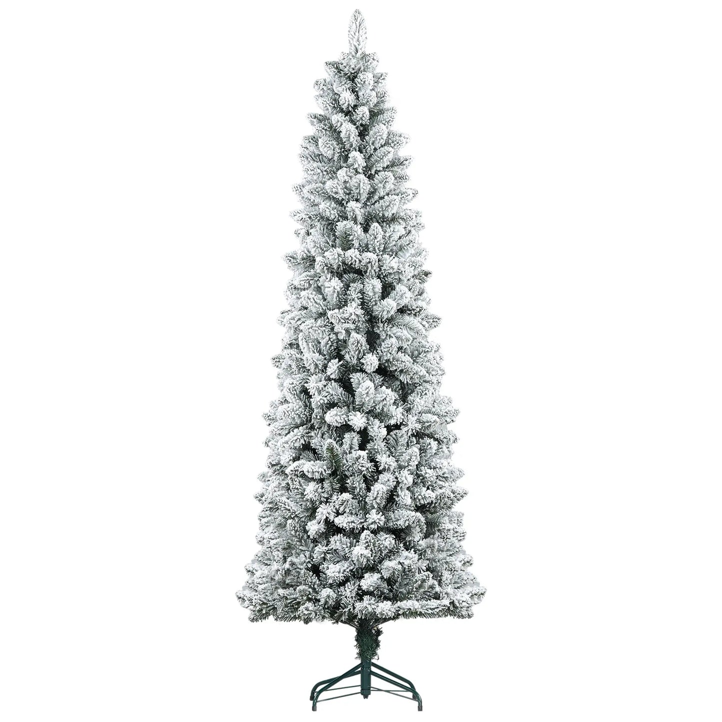 7ft Pencil Christmas Tree, Flocked, 687 Branch Tips, Metal Base Pencil Christmas Trees Green at Gallery Canada