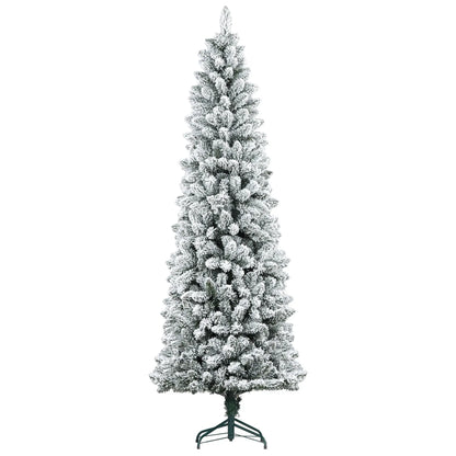 7ft Pencil Christmas Tree, Flocked, 687 Branch Tips, Metal Base Pencil Christmas Trees Green at Gallery Canada