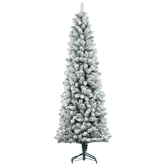 7ft Pencil Christmas Tree, Flocked, 687 Branch Tips, Metal Base Pencil Christmas Trees Green at Gallery Canada
