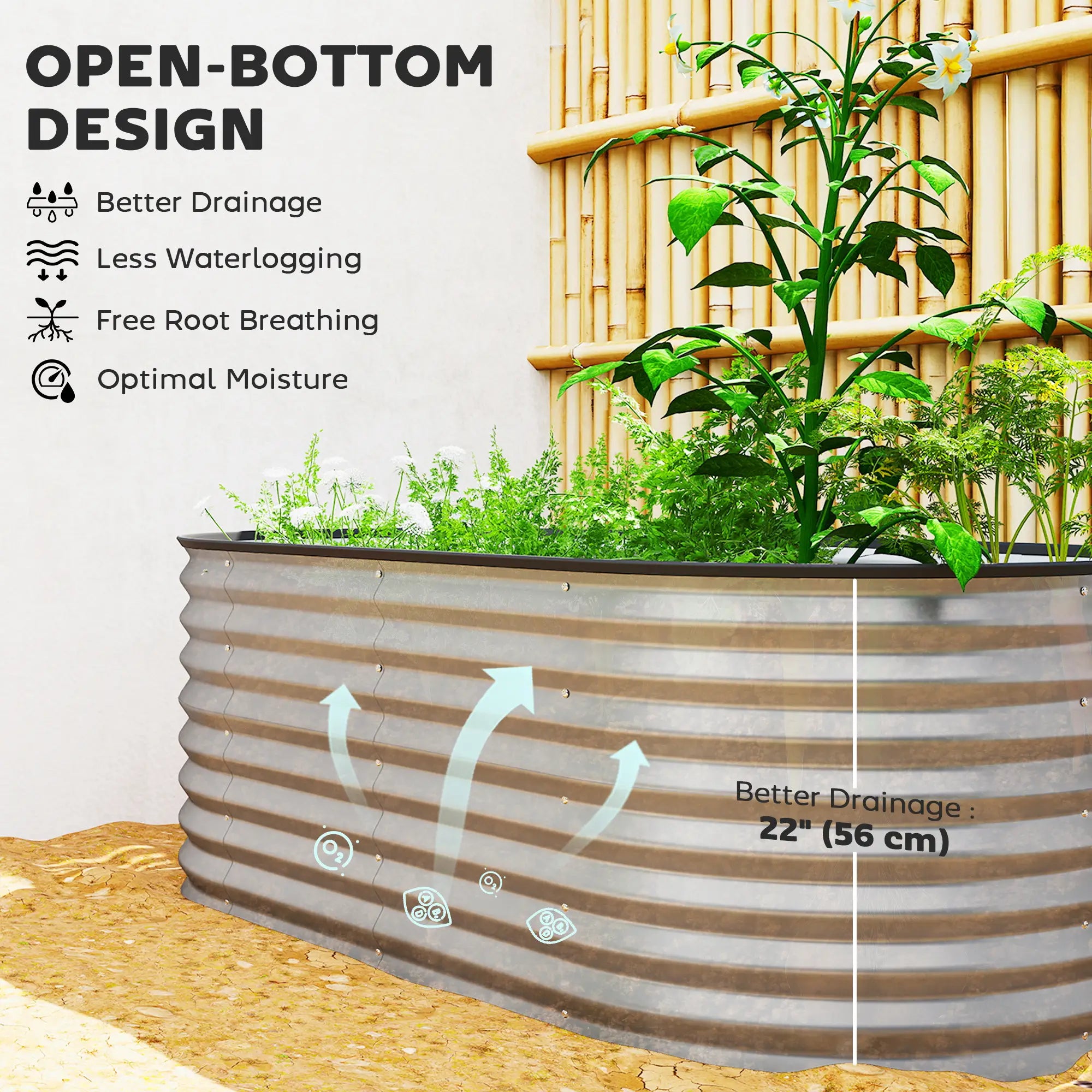 Galvanized Raised Garden Bed, 5 x 2.5 x 2 ft, Oval Planter Box, Silver Galvanized Planter Boxes at Gallery Canada