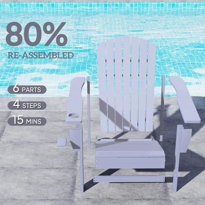 Classic Adirondack Chair, Garden Deck Chair with Cup Holder, Grey Patio Chairs at Gallery Canada