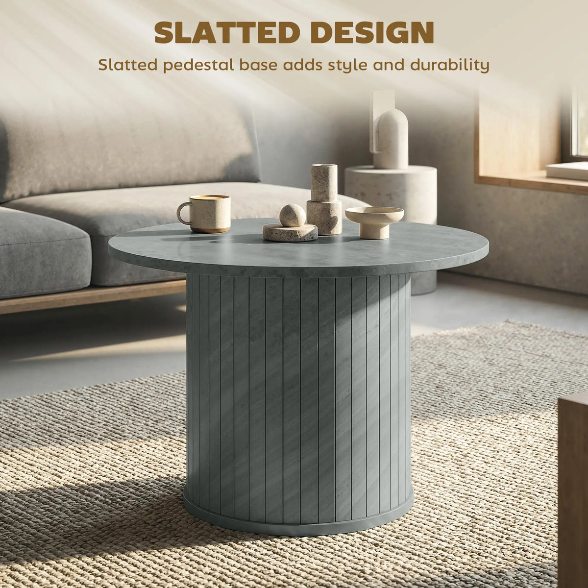 Round Coffee Table, 24", Cement Grey Coffee Tables at Gallery Canada