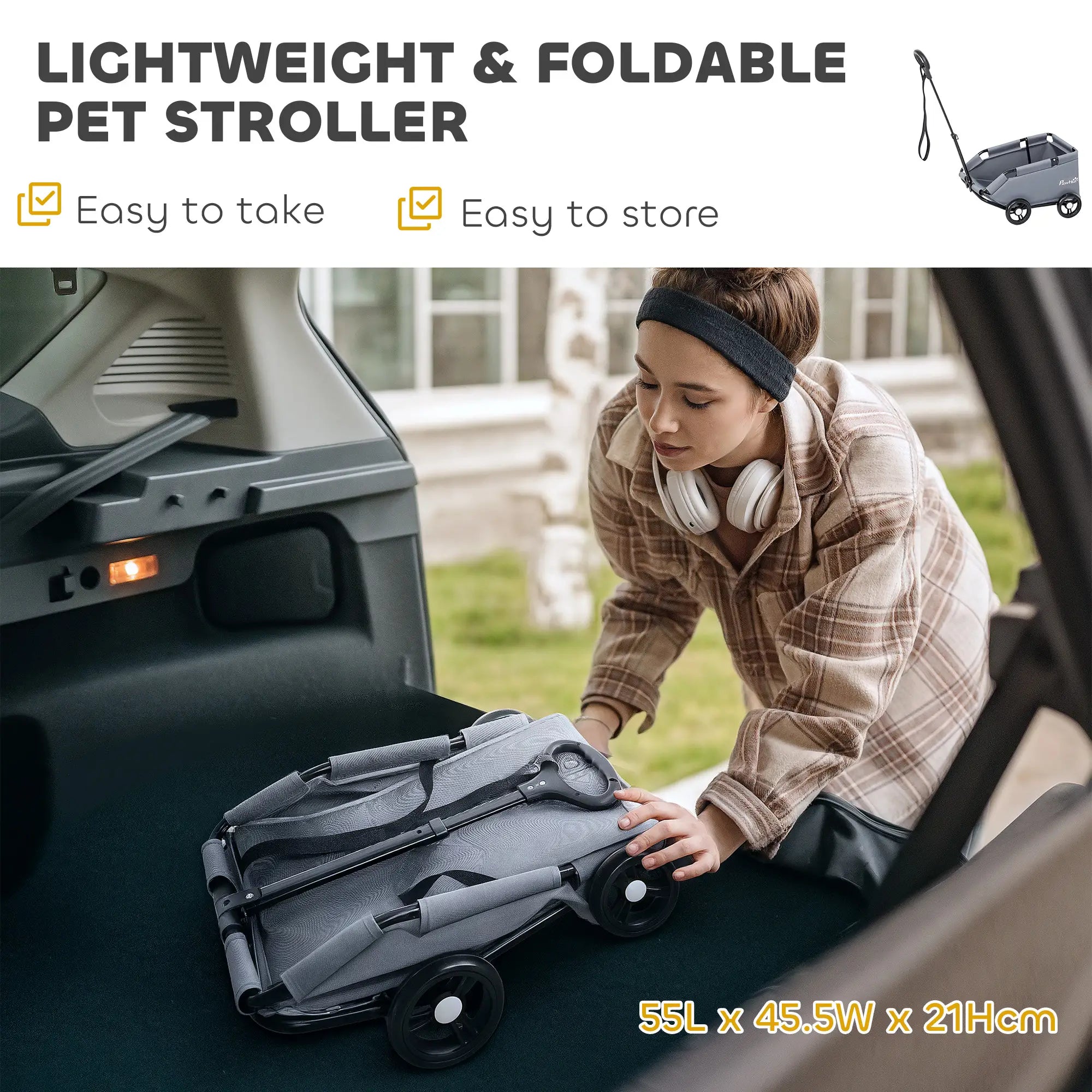 4 Wheels Folding Pet Stroller, Universal Handle, Storage Bag, Washable Cushion Dog Bike Trailers & Strollers at Gallery Canada