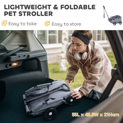 4 Wheels Folding Pet Stroller, Universal Handle, Storage Bag, Washable Cushion Dog Bike Trailers & Strollers at Gallery Canada