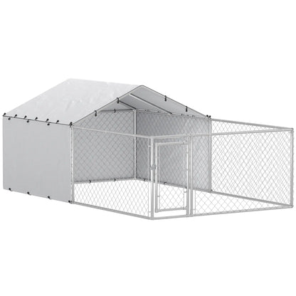 Galvanized Steel Dog Kennel, Outdoor, Waterproof UV-Resistant Cover, Large Dogs, 13.1' x 7.5' x 4.9' Houses, Kennels & Pens at Gallery Canada