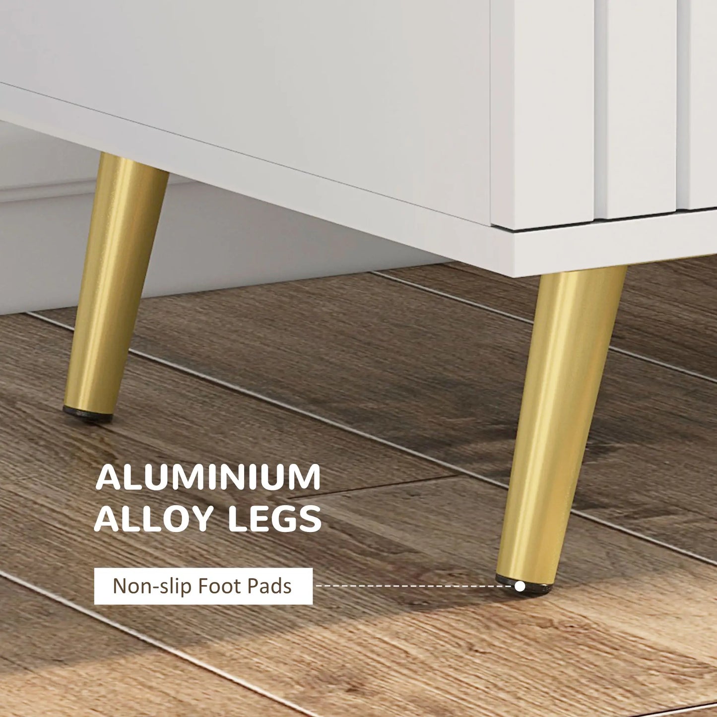 4 Drawer Cabinet, Bedroom Chest of Drawers, Aluminium Legs, Gold Handles, White Storage Cabinets at Gallery Canada