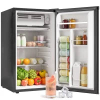 3.2 Cu Ft Mini Fridge, Single Door Compact Refrigerator, Black, Black